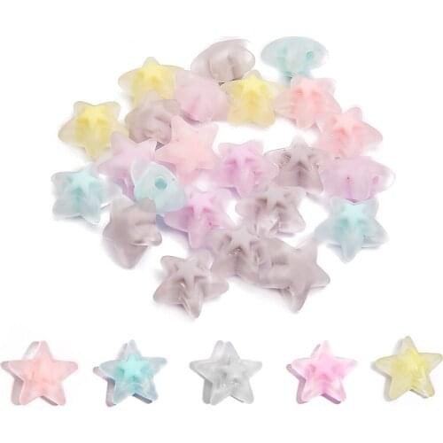 Transparent Plum Blossom/Heart/ Star Shape Beads Frosted Acrylic Loose Spaced Beads for Jewelry Making DIY Handmade Bracelet