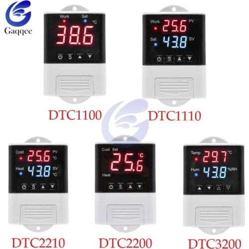 AC110V-220V Temperature Humidity Controller DTC3200 DTC2200 DTC2210 DTC1110 Digital LED Display Thermostat for Incubator Heating