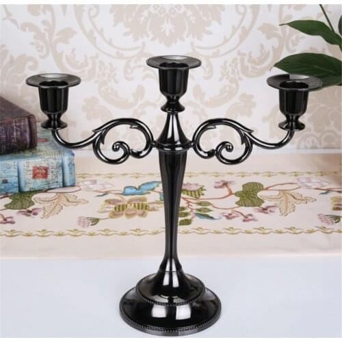 Retro Candle Holder 3/5-Arms Candelabra Prop for Wedding Candlelight Dinner Hotel Home Decor Metal Gold/Black/Silver Candlestick