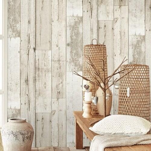 Ivory Yellow Wood Peel and Stick Wallpaper Self-Adhesive Removable Wallpaper Roll Vintage Wood Panel Wall Coverings