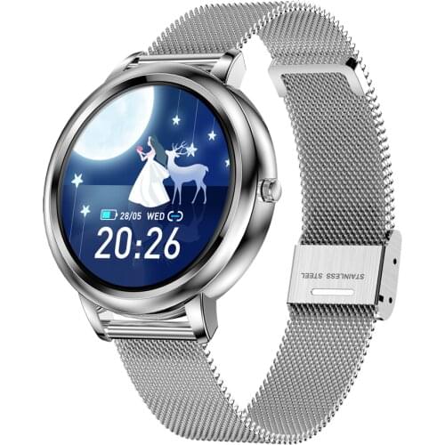 MK20 Smart Watch 2021 Style Full Touch Control Round Screen Fashion Women Smartwatch Lady Health Tracking Watch For iOS Android