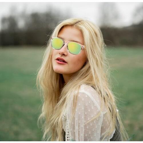 BOBO BIRD Womens Mens Bamboo Wooden Sunglasses White Frame Protection Eyewear Coating Mirrored UV400 Lenses Wooden Original Box