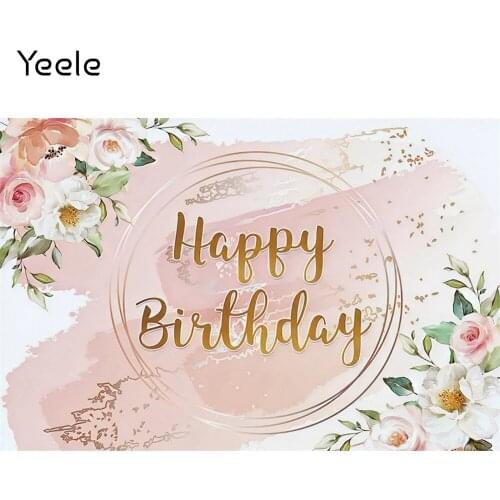 Yeele Light Pink Backdrop Photography Baby Shower Birthday Party Golden Text White Rose Background For Photo Studio Photophone