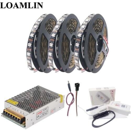 WS2812B WS2812 RGB Led Strip Light+ SP107E Bluetooth Music RGB Led Controller +DC5V Led Transformer 5M 10M 15M 20M Kit