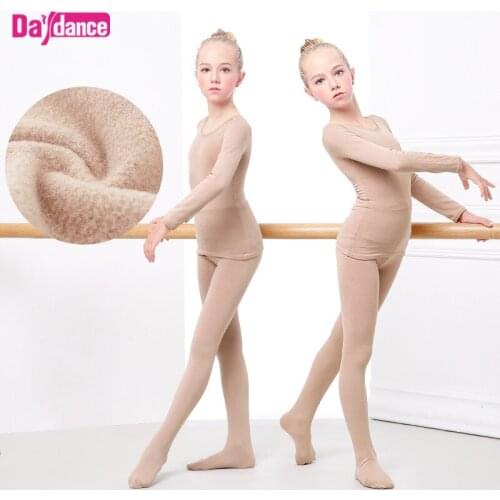 Thicken Girls Ballet Underwear Suits Nude Dance Tights Leotard Ballet Stretch Dance Wear for Winter