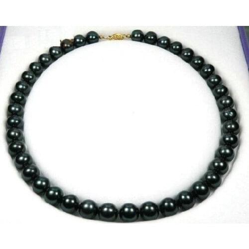 Gorgeous 10-11MM TAHITIAN NATURAL BLACK PEARL NECKLACE 18inch 14k/20