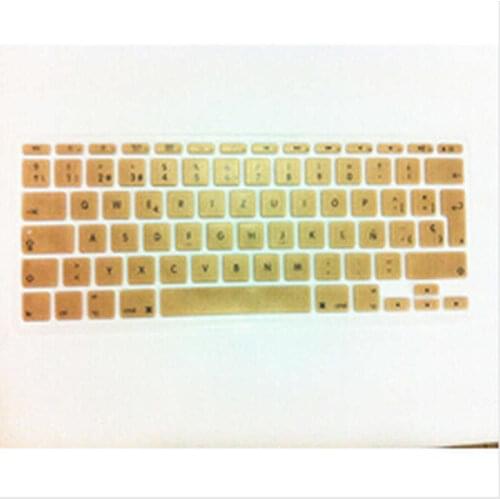 5pcs Metallic Gold Spanish UK EU Silicone Keyboard Cover Skin Protector For Apple MacBook Air 11 inch 11" EU For Mac book 11.6