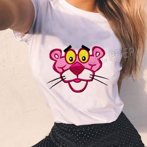 New Arrival 2019 Aesthetic Summer Harajuku Women T Shirts Pink Panther Print Cotton Streetwear Woman Clothes Kawaii Punk Tops