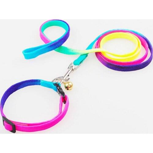 Adjustable Pet Puppy Chain 1.2M Rainbow Mascotas Pet Dog Puppy Leash Soft Walking Harness Lead