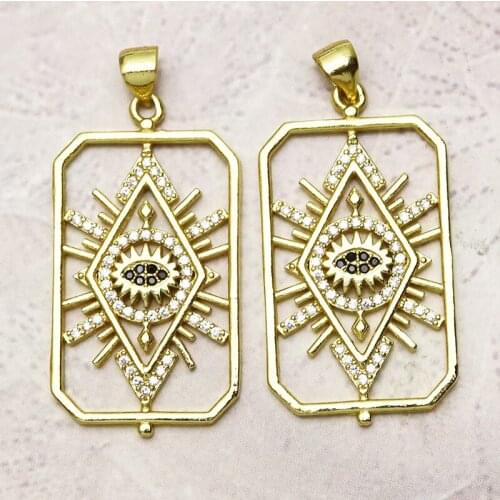 10 Pcs Rectangle accessories for necklace making Zircon eyes charms pendant Zircon jewelry pendant Fashion jewelry 7276