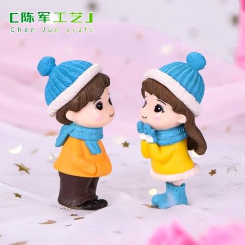 2pcs Lovers Mini Couples Dolls Fairy Garden Miniatures Decor Dollhouse/Terrarium Action Figures Figurine DIY Micro Landscape