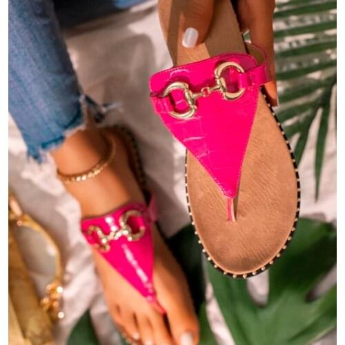 2021 Summer New Womens Shoes Fashion Open Toe Flat Sandals Outdoor Flip Flops Solid Color Plus Size 41