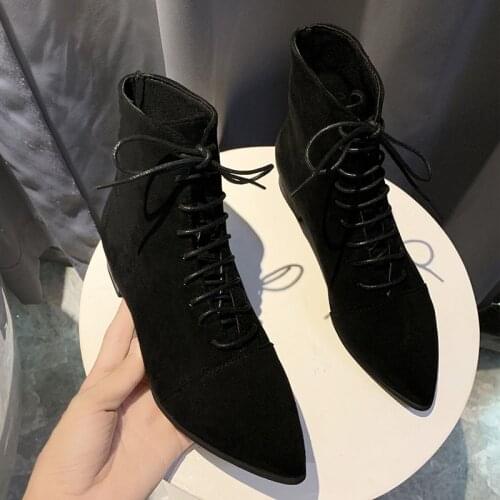 2020 Fashion Boots Women Casual Shoes Elegant Ladies Ankle Boots Casual Woman Black Footwear A2873