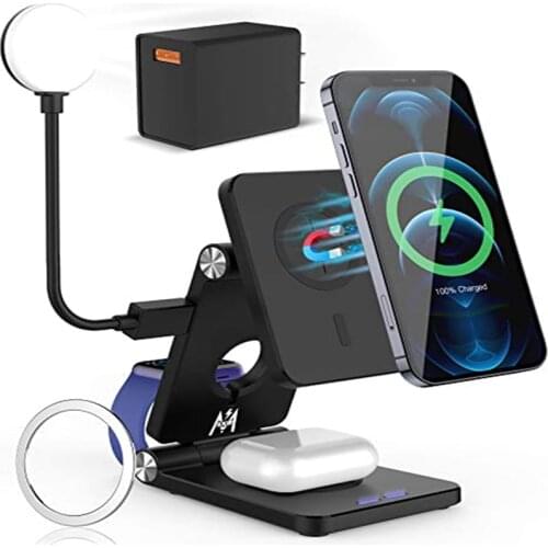 4 In 1 Magnetic Wireless Charger Multiple Fast Charging Station for IPhone 12/12 Pro Max/12 Mini/11 Series/XS Max Airpods Pro