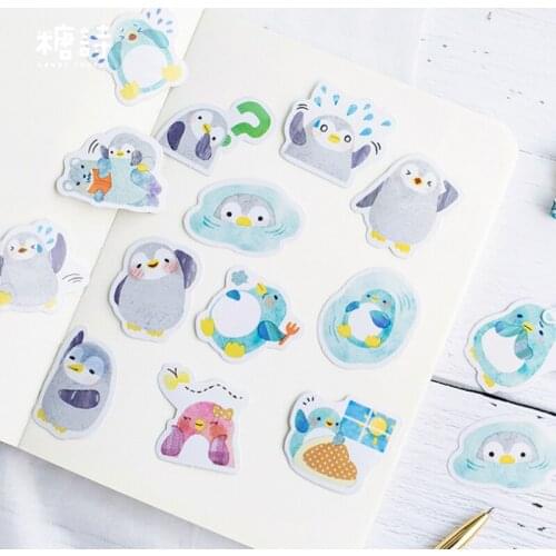 45pcs/box Kawaii Little Penguin Stickers Self-adhesive Decorative Stationery Stickers Scrapbooking Diy Diary Album Stick Label