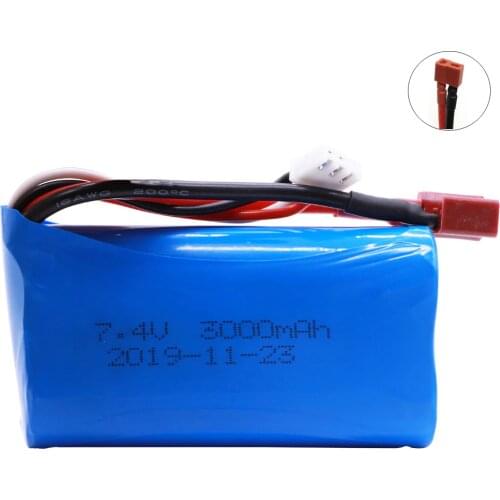 7.4V 3000mah lipo Battery 18650 2S T Plug for Q46 Wltoys 10428 /12428/12423 RC Car Spare Accessories 7.4V high capacity battery
