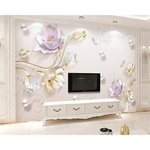 Beibehang Custom 3D Wallpaper Jewelry Emboss Stereoscopic minimalistic fashion tulip wall decoration painting 3d wallpaper mural