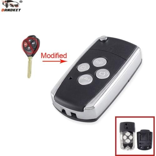 Dandkey Folding Remote Key Shell For Toyota Camry Modified Flip 4 Buttons Fob Key Cover Car Key Case Uncut Blade New Product