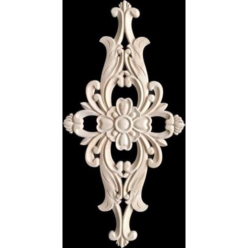 Decorative Wood Corner Flower Carved Vertical Flower Shape Wood Carved Corner Woodcarving Decal Onlay Applique Home Furniture