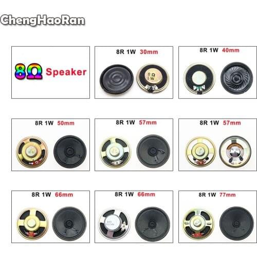 ChengHaoRan 1Piece 8R 1W Speaker 8 Ohm 1W 30mm 40mm 50mm 57mm 66mm 77mm Diameter Waterproof Loudspeaker Loud Speaker
