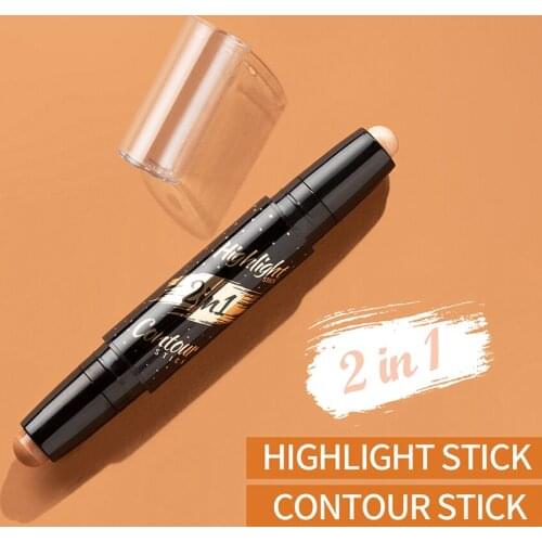 Waterproof Double Head Face Highlighter Stick Lasting 3D Modifying Facial Contours Blemish Concealer Makeup Shimmer Stick