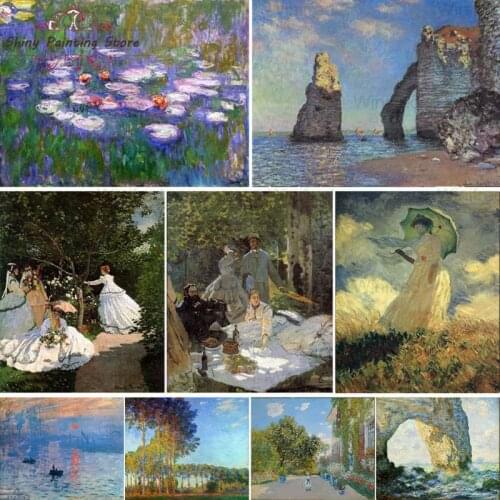 Monet Series Oil Painting 5D DIY Diamond Painting Full Square Round Diamond Embroidery Impressionist Classic Paintings Home Deco