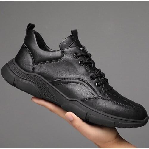 Mens Casual Shoes Sneakers Fashion Leather Men Shoes Lace Up Comfortable White Shoes Men Flats Soft Lightweight Walking Shoes