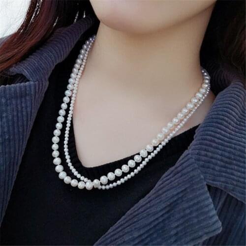 Liemjee Fashion Personality Luxury Party Jewelry Double Layer Pearls Necklace For Women Feature Namour Charm Gift All Seasons