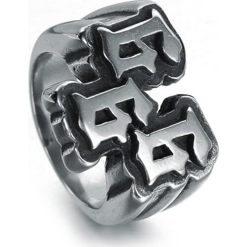 Mens punk stainless steel digital 666 ring titanium steel ring jewelry