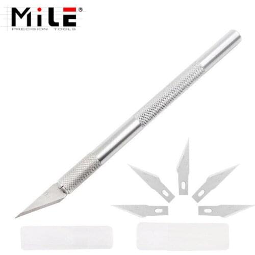 Non-Slip Metal Scalpel Knife Tools Kit Cutter Engraving Craft knives+5pcs Blades Mobile Phone PCB DIY Repair Hand Tools