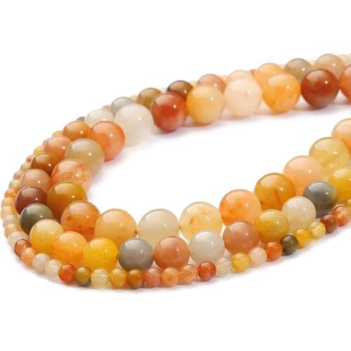 Natural Red Gold Silk Jade Lighter Imperial Stone Round Beads For Womens DIY Bracelet Necklace Jewelry Earring Accessories