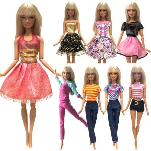 NK Two Set Princess Doll Anna + Elsa Outfit Movie Similar Dress Fairy Tale Wedding Dress For Barbie Doll Best Girls' Gift DZ