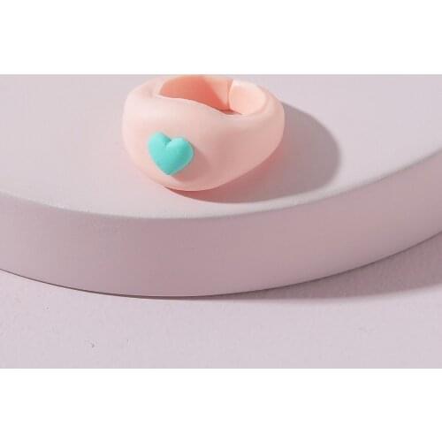 New Fashion Sweet Colorful Handmade Ceramic Clay Soft Pottery Twist irregular Heart Open Ring For Women Girl Trendy Jewelry Gift