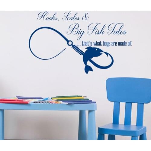 New Design Infinity Symbol Wall Decals Hooks Scales and Big Fish Tales Quote Modern Wall Sticker Vinyl Removable Art Mural LA735