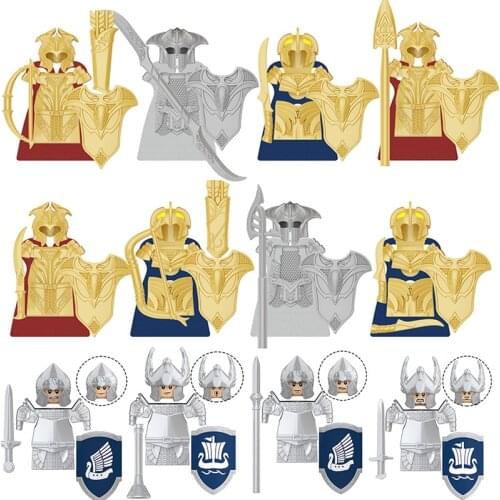 Single Sell Medieval Elves Knight Lord Rohan Warrior Accessories Weapon Armor Helmet Shield Figures Building Blocks Kids Toy