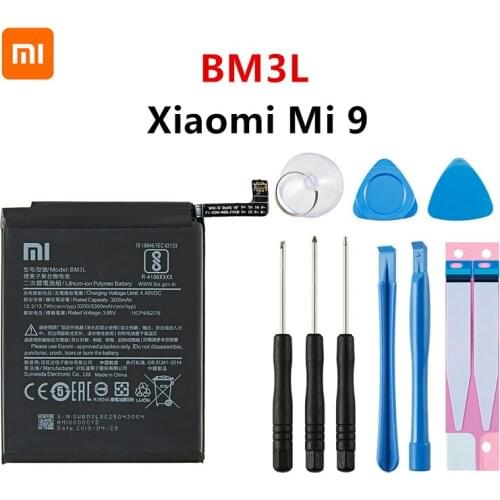 Xiao mi 100% Orginal BM3L 3300mAh Battery For Xiaomi 9 Mi9 M9 Mi 9 BM3L High Quality Phone Replacement Batteries +Tools