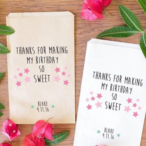 Personalized Star Kids Birthday candy Buffet treat gift bar Petal Toss bags Baby Shower Bakery Cookie Favor packets