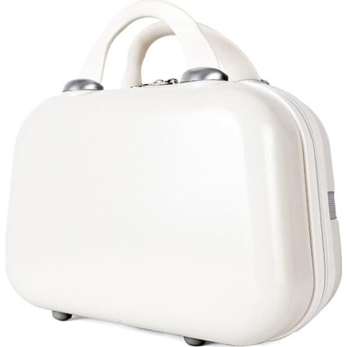 All white small hand luggage with zipper Ba077-59898