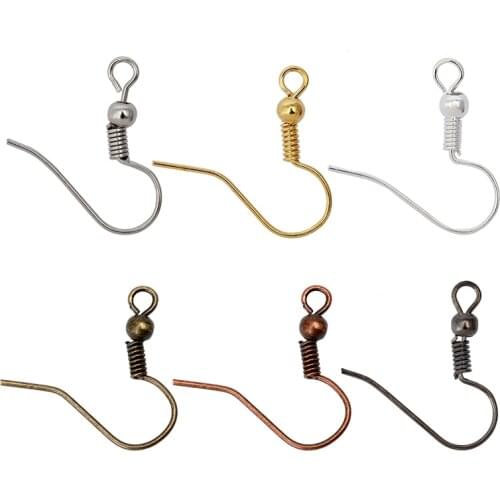 Approx 200pcs Colors Ear Hook Wire Clasp With Bead Charms Earring Hooks Wires Fit DIY Ear Jewelry Making Findings Components B