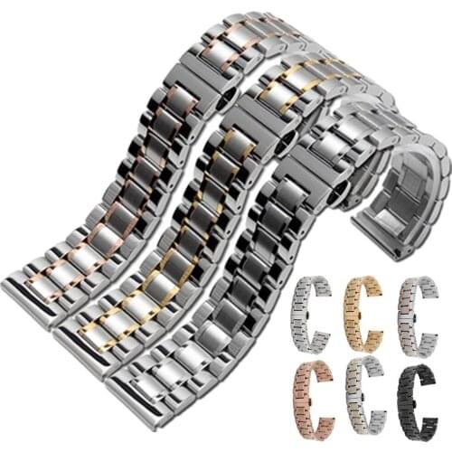 New 14 16 18 19 20 21 22 23 24mm Stainless Steel Watch band Strap Bracelet Watchband Wristband Butterfly Buckle Clasp