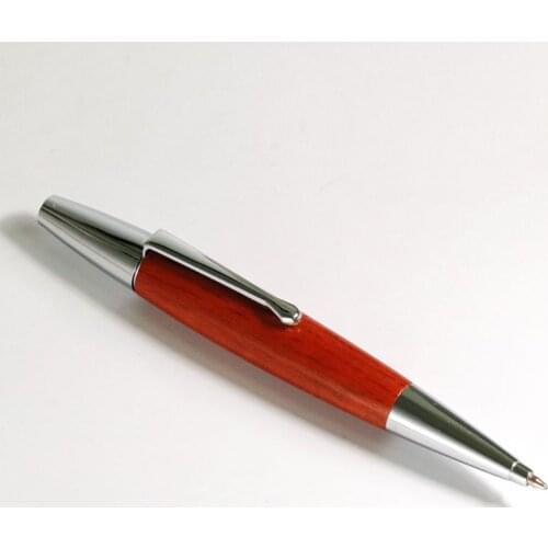 W3JD Red Willow Wood Silver Chessboard Twist Trim Fat Ballpoint Pen Writing Tool School Office Stationery Gifts
