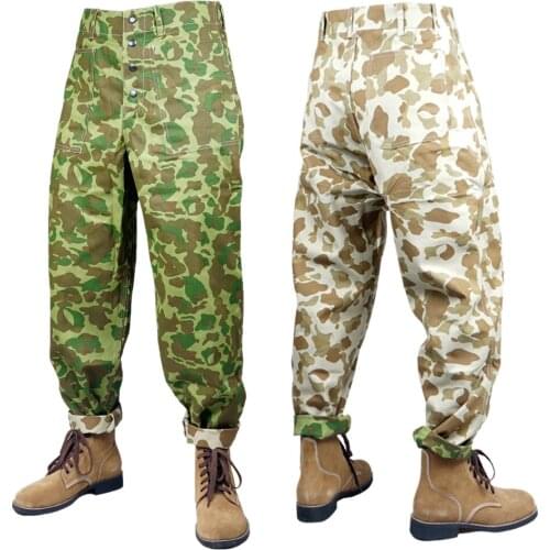 WWII WW2 US USMC HBT PACIFIC UNIFORMS REVERSIBLE CAMOUFLAGE FIELD PANTS OUTDOOR TROUSERS