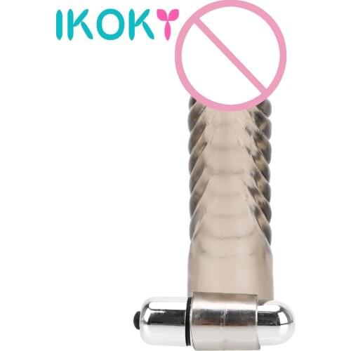IKOKY Strong Vibration Vibrator Silica gel Reusable Delay Ejaculation Penis Enlargement Penis Rings Sex Toys For Men