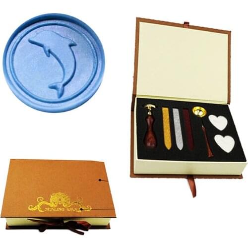 Vintage Lovely Dolphin Custom Picture Logo Wedding Invitation Wax Seal Sealing Stamp Rosewood Handle Set