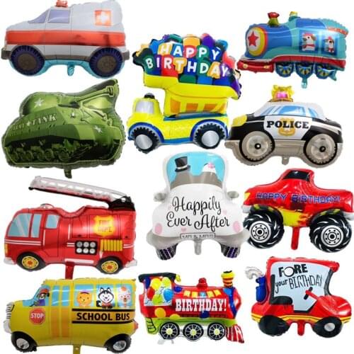 Cartoon Car Foil Balloon Wedding Car Truck Train Balloons Children Gifts Happy Birthday Party Decorations Globos Balls Kids Toys