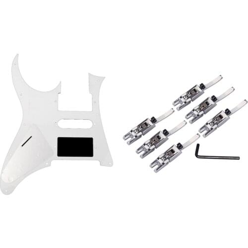Quality 1x 3 Ply Guitar Pickguard Scratch Plate for Ibanez RG 350 DX & 6 Pcs Guitar Bridge String Saddles Tremolo Bridge