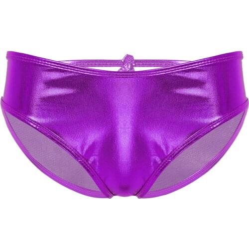 Womens Lingerie Sexy Briefs Panties Shiny Hollow Out Back Underwear Metallic High Waist Rave Stage Show Pole Dance Bottoms