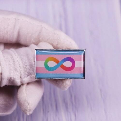 Transgender Flag Enamel Pin Number 8 Infinity Symbol Rainbow Pride Brooch Badge