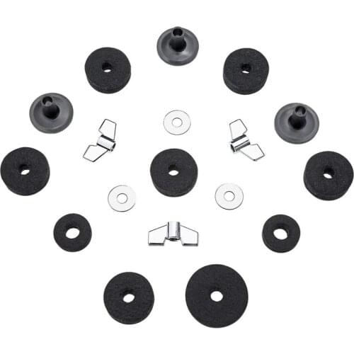 18 Pcs Drum Felt Set Cymbal Replacement Accessories Cymbal Sleeves Wing Nuts Washers Wool Felt Pads