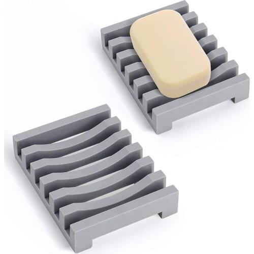 2PCS Soap Dishes Rack Silicone Soap Holder for Shower Bathroom Kitchen Sink Black/Gray